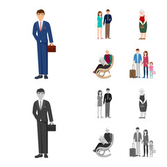 Vector illustration of character and avatar  icon. Collection of character and portrait stock symbol for web.