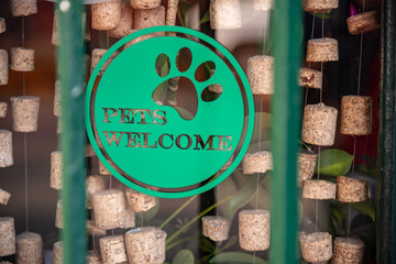 Pets welcome sign. Pets friendly area