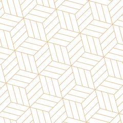Behang vector 3d goud geometrische vierkante zwarte achtergrond naadloze patroon © artXLabs