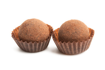 chocolate truffles isolated