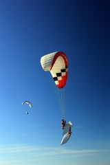 Paraglider in the sky in Getxo, Biscay coast