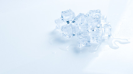 Ice crystal cubes, space for text or design.