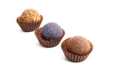 chocolate truffles isolated