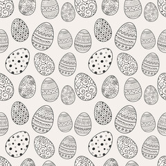 Easter texture with cute colorful eggs. Vector