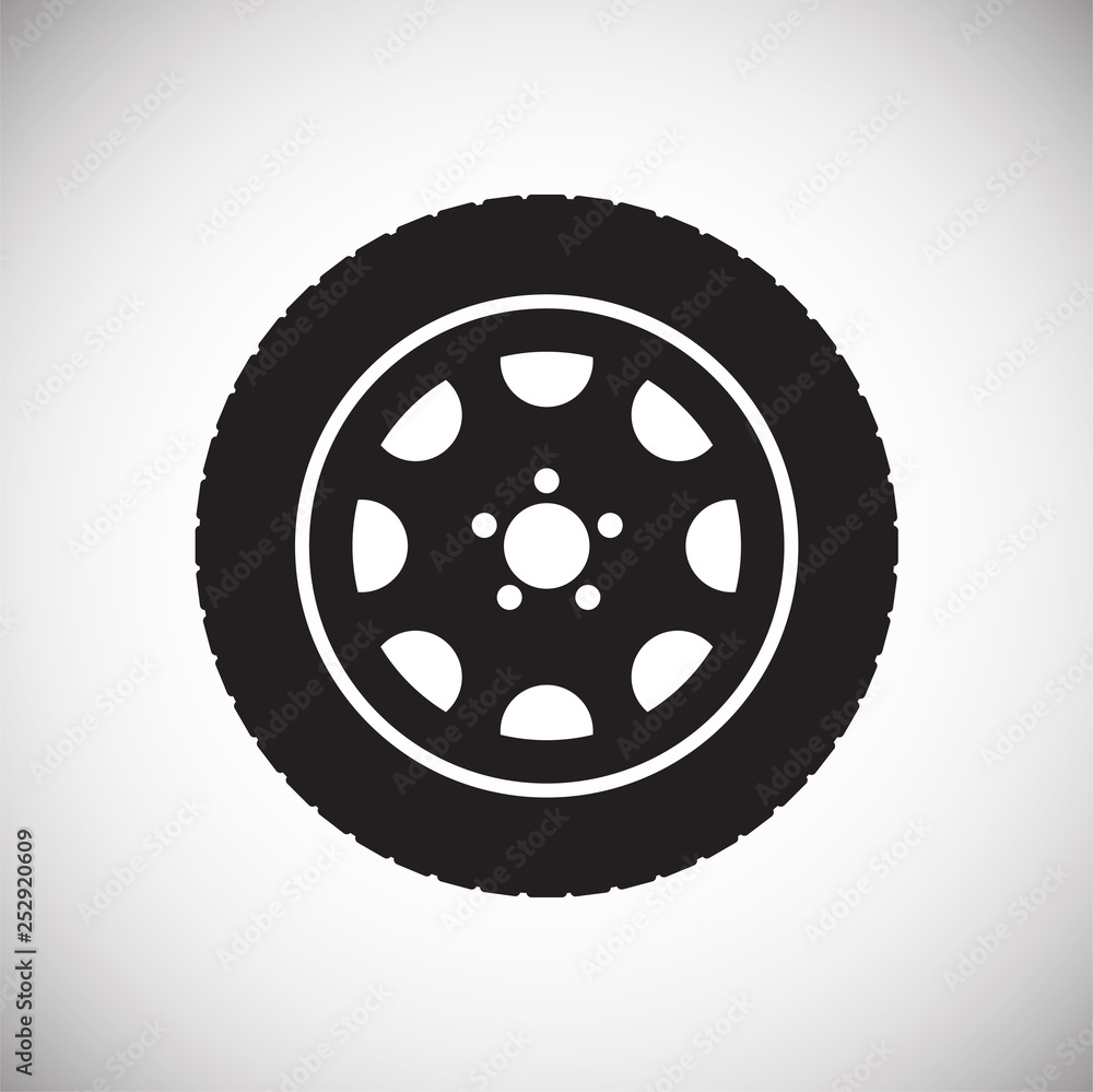Poster car wheel icon on background for graphic and web design. simple vector sign. internet concept symbol
