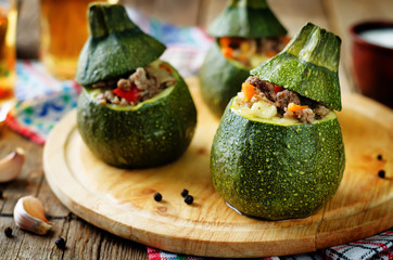 Minced meat vegetables stuffed Zucchini mini