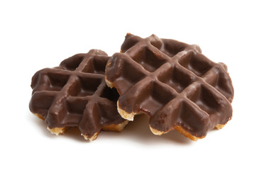 chocolate waffles isolated