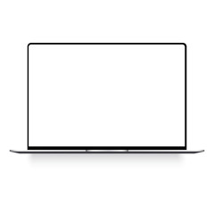 Laptop with white screen mock up. Vector.