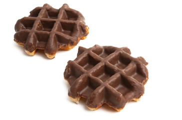 chocolate waffles isolated