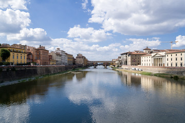 Fototapeta na wymiar View on medieval bridge Ponte Vecchio over arno river. Florence, Firenze, Tuscany, Italy