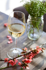 White wine with pretty flowers