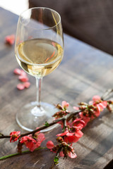 White Wine with Pretty Pink Flowers