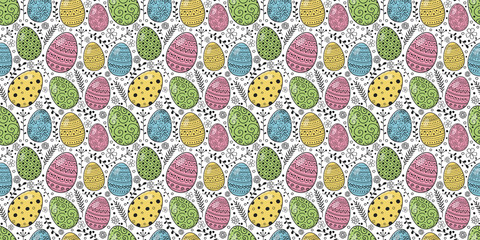 Easter eggs on a background - seamless texture. Vector