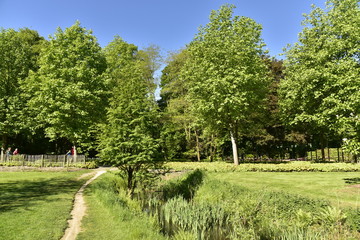 Petit ruisseau au fond d'un fossé au domaine provincial de Rivierenhof à Anvers