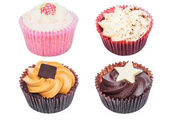 Different taste  cupcakes muffins isolated