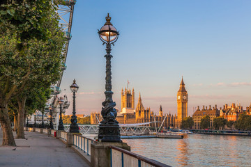 Famous Big Ben during sunset in London, England, UK - obrazy, fototapety, plakaty
