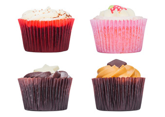 Different taste  cupcakes muffins isolated