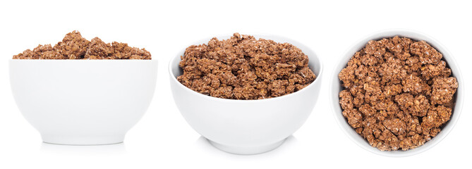 White bowl with natural organic granola cereal