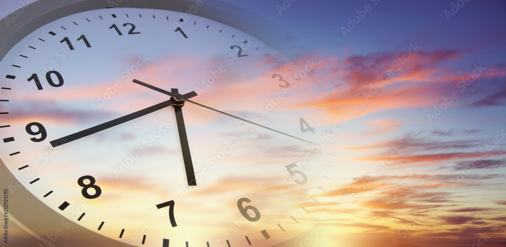 Wall mural Clock in sky