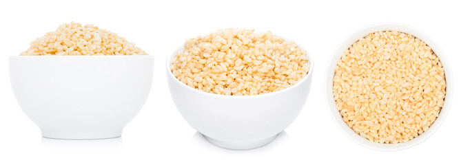 White bowl with natural organic granola cereal
