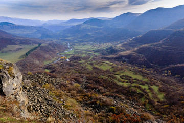 Naklejka premium Above view of Dzoraget river's gorge, Armenia