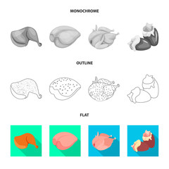 Vector illustration of product and poultry logo. Set of product and agriculture    stock symbol for web.