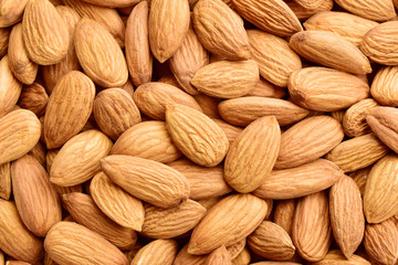 Organic texture of almonds. View from above.badam. Almonds macro. Almonds background