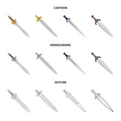 Isolated object of game  and armor  sign. Set of game  and blade  vector icon for stock.