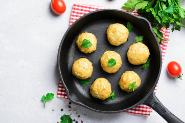 Meatballs on a Skillet, Tasty Homemade Food