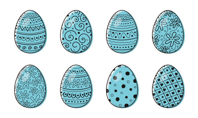 Collection with colorful Easter eggs. Vector