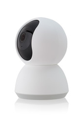 Security Camera on white background. Wireless camera closeup on a white background.