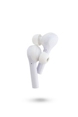 Wireless headphones on a white background. Close-up wireless headset.