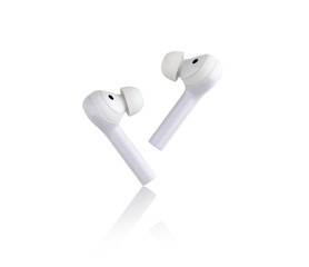 Wireless headphones on a white background. Close-up wireless headset.
