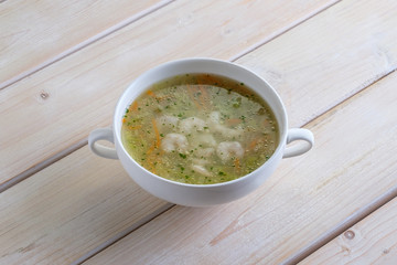 Cabbage soup with shrimps