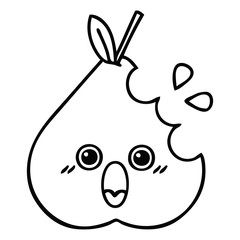 line drawing cartoon green pear