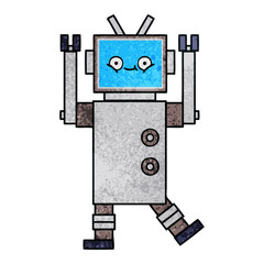 retro grunge texture cartoon robot