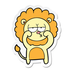 sticker of a cartoon bored lion