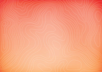 Gradient background with topographic lines, beautiful wallpaper in peach and orange, elegant waves pattern, vector illustration