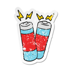 retro distressed sticker of a cartoon batteries