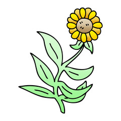 quirky gradient shaded cartoon flower