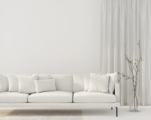 Interior of the living room with a white sofa