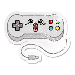 distressed sticker of a cute cartoon game controller