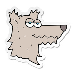 sticker of a cartoon wolf head