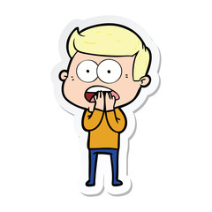 Obraz premium sticker of a cartoon shocked man