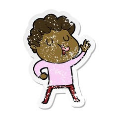 distressed sticker of a cartoon man singing
