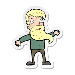 sticker of a cartoon man with beard waving
