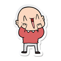 sticker of a happy cartoon bald man