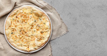 Italian pizza with different sorts of cheese