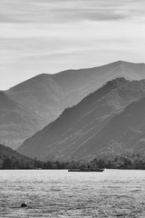 Como Lake landscape in black and white