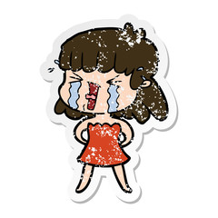 distressed sticker of a cartoon woman